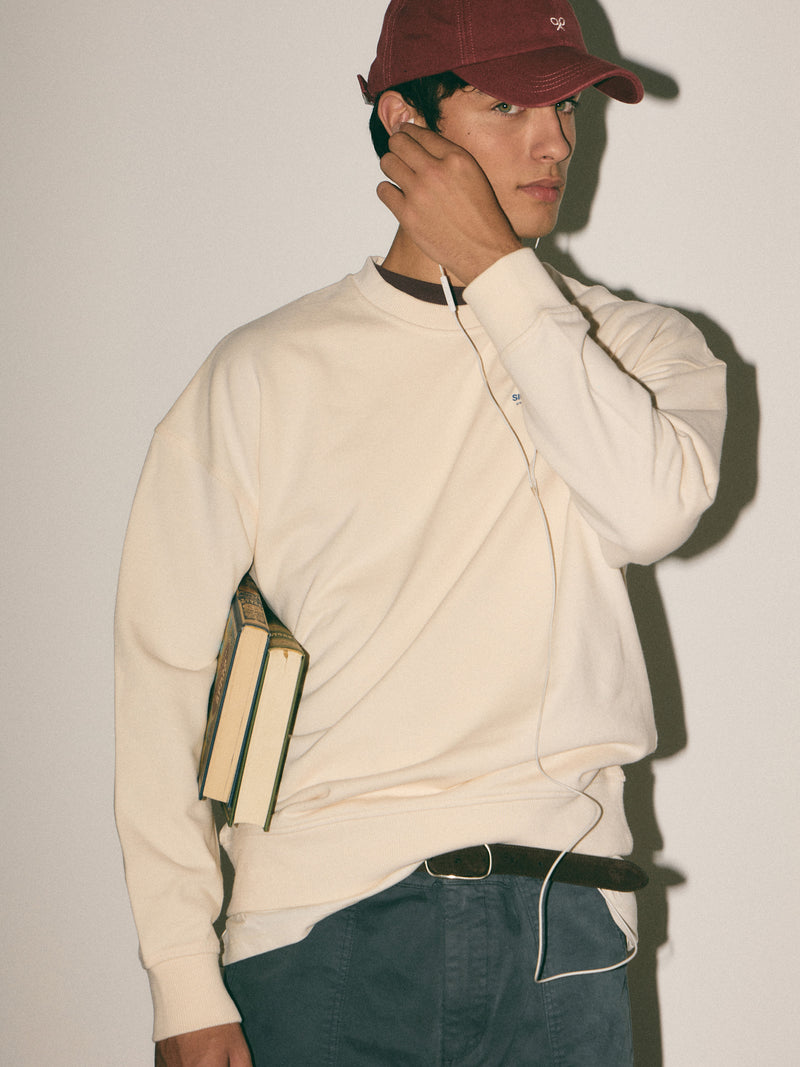 Sudadera relaxed fit silbon club crema