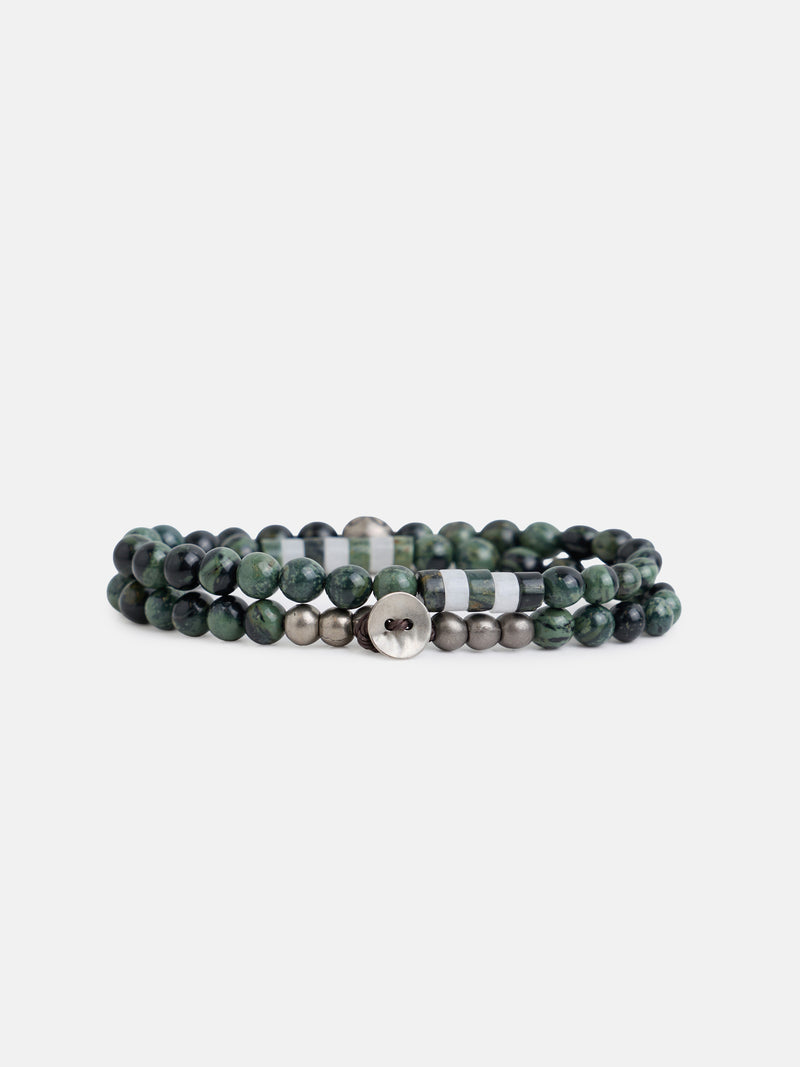 Pulsera doble piedras verde