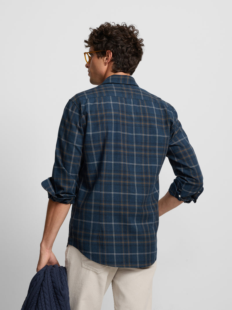 Chemise sport chaude à carreaux tartan bleu marine