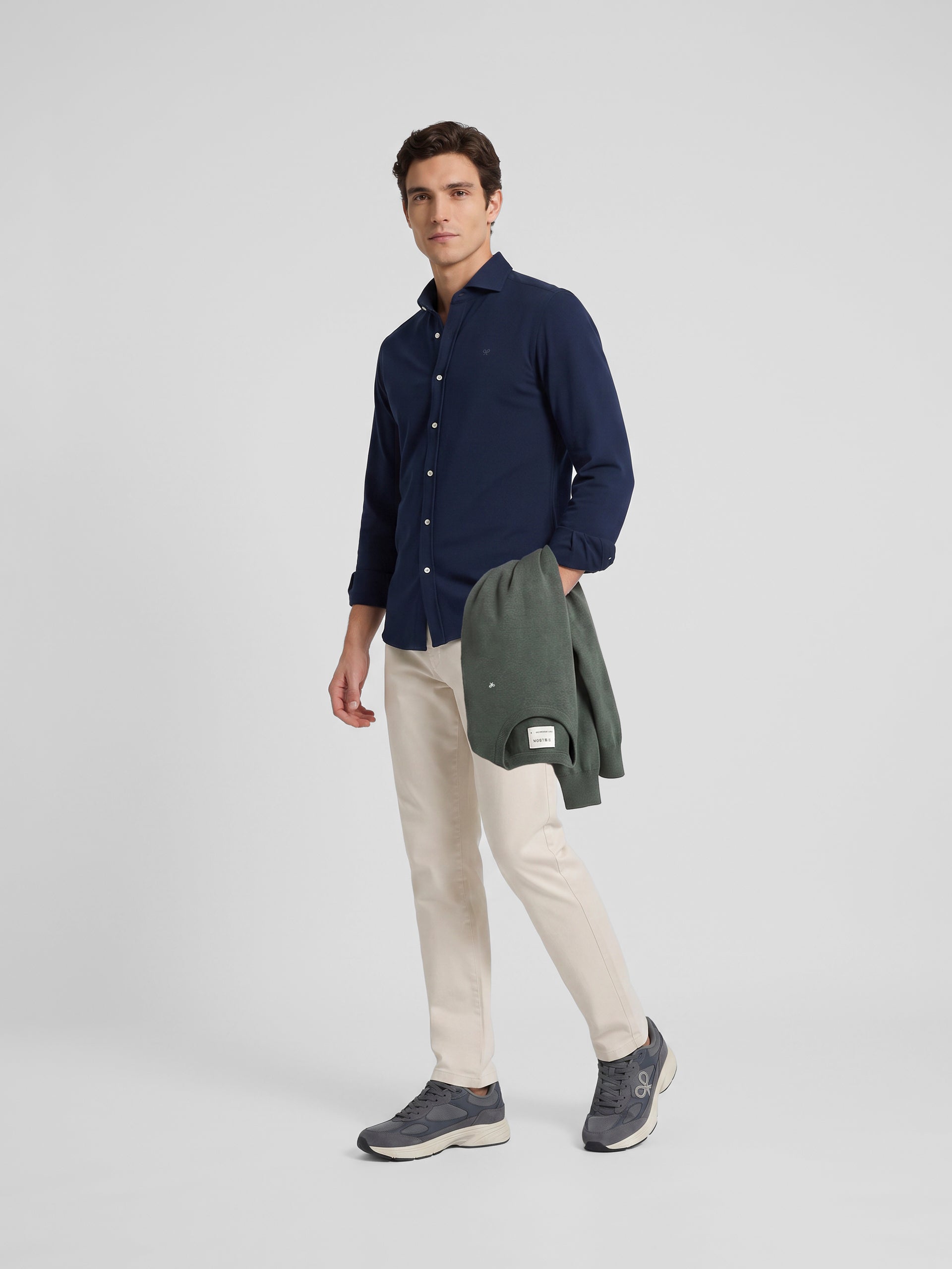Camisa sport pique marino