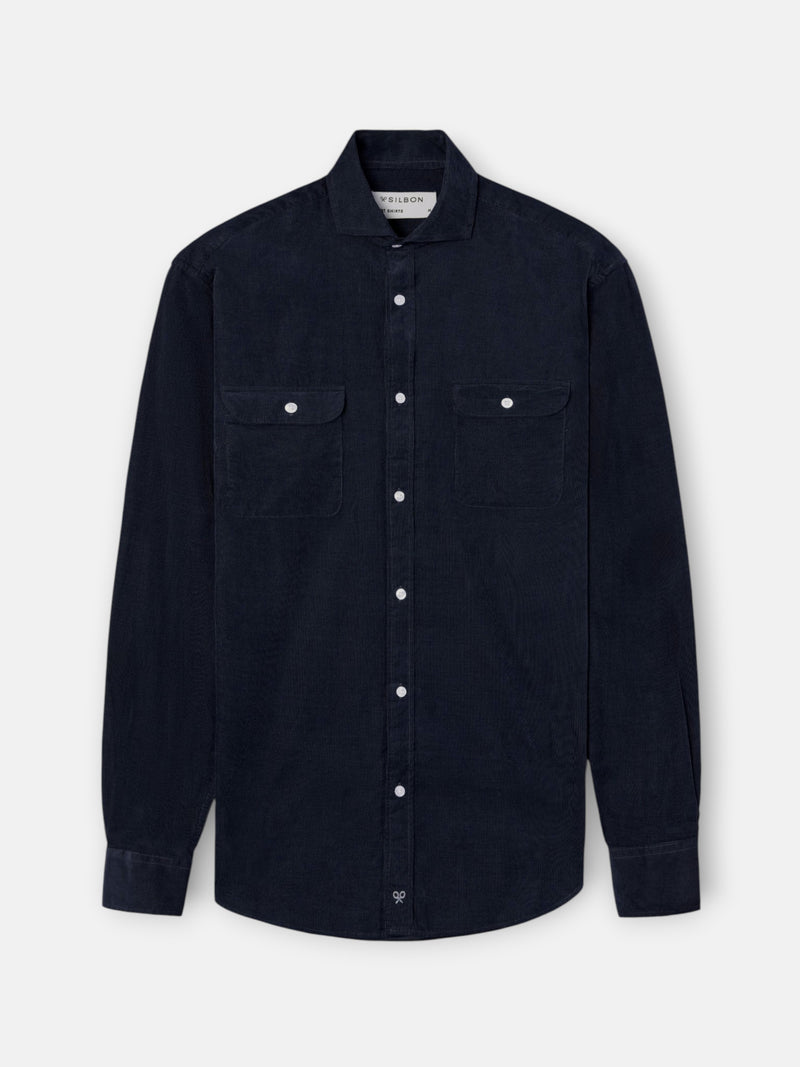 Camisa sport pana bolsillos marino