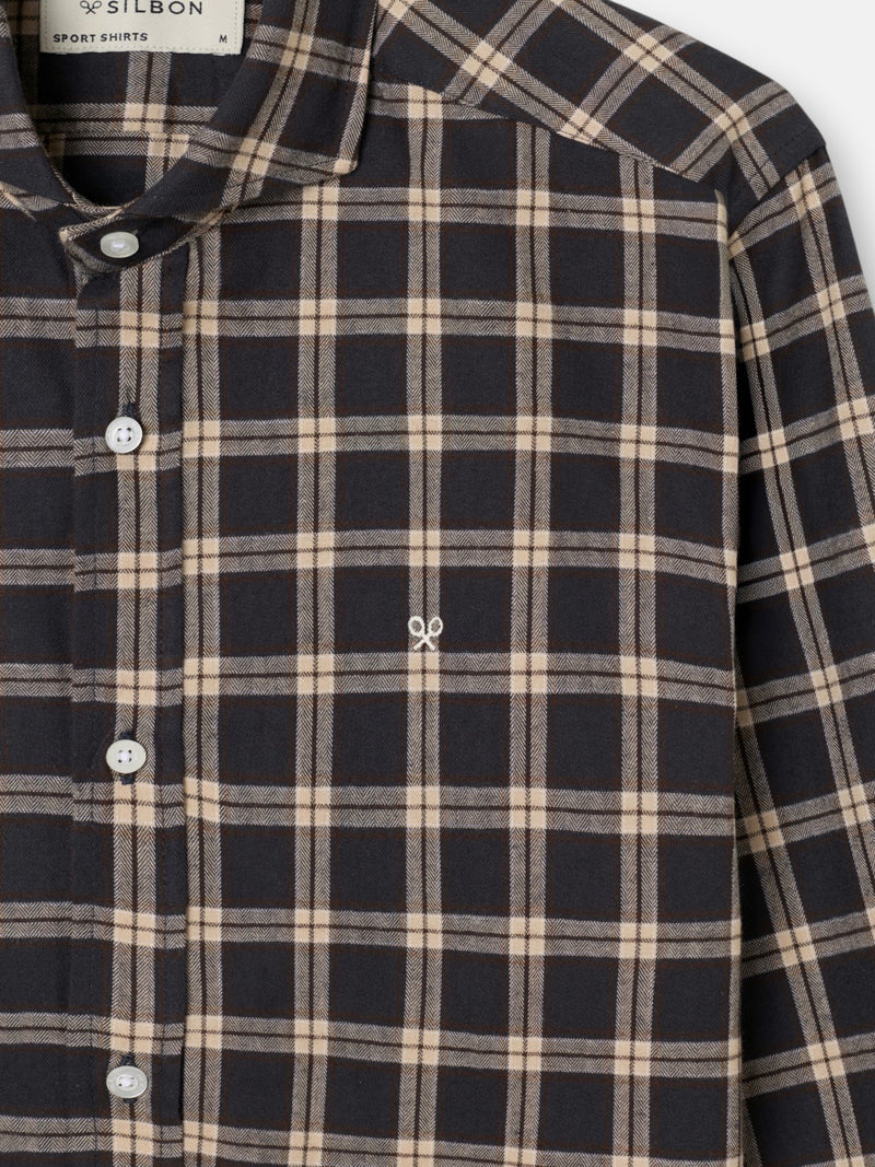 Camisa sport warm cuadro tartan marron