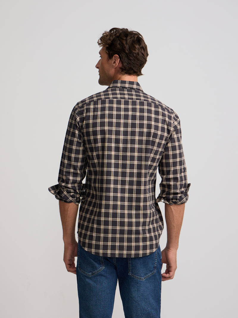 Camisa sport warm cuadro tartan marron