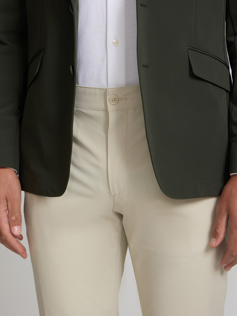Beige technical sport chino trousers