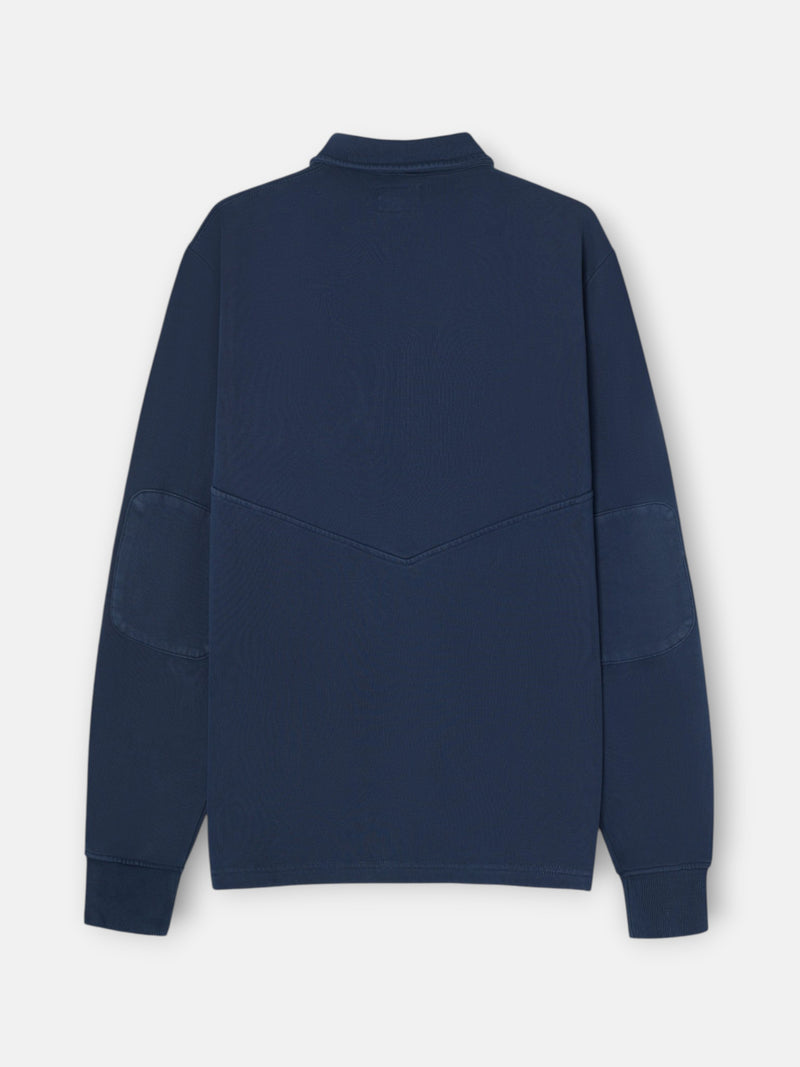 Sweat-shirt col polo usé bleu marine