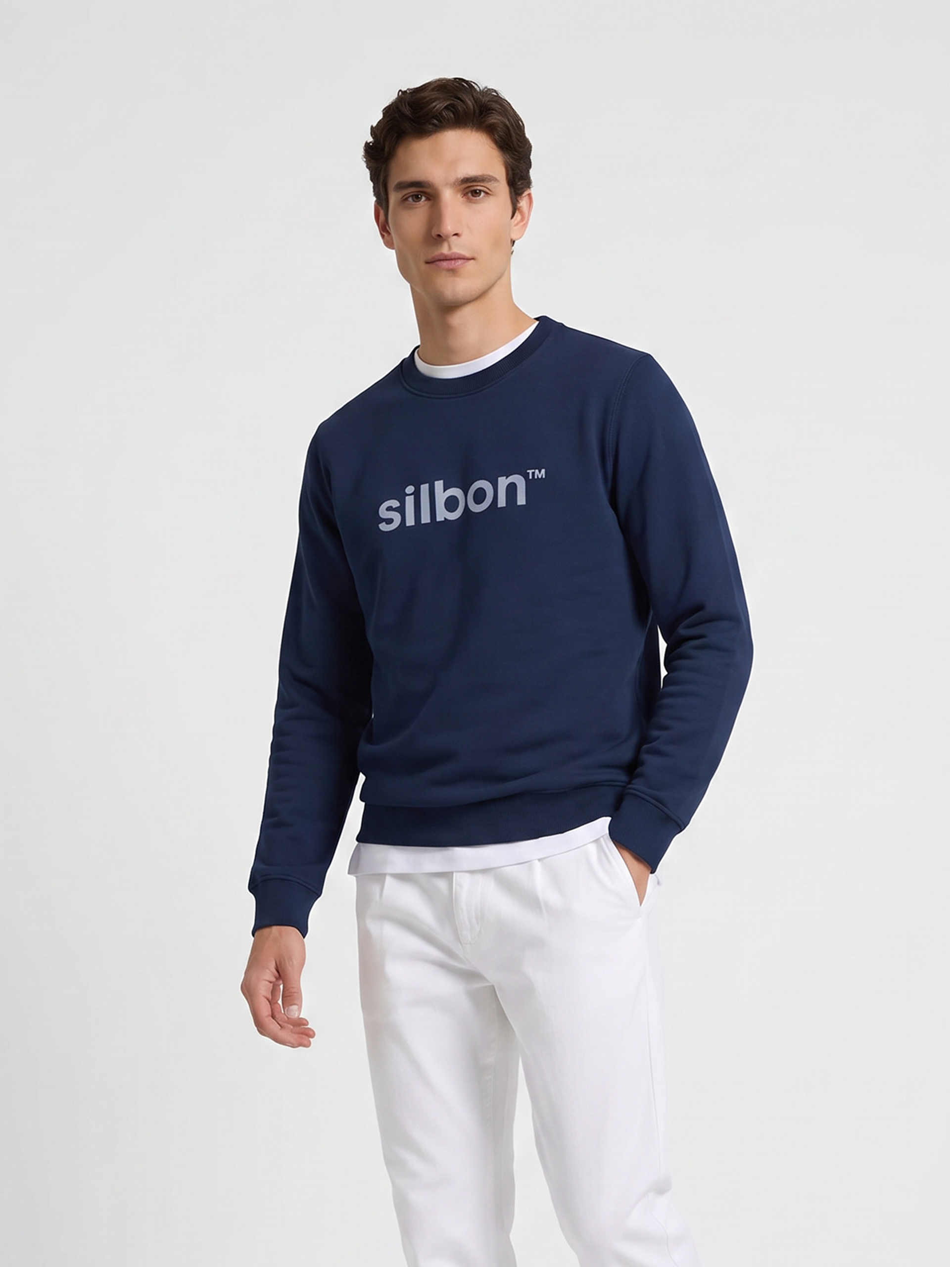 Sudadera Silbon flock azul marino