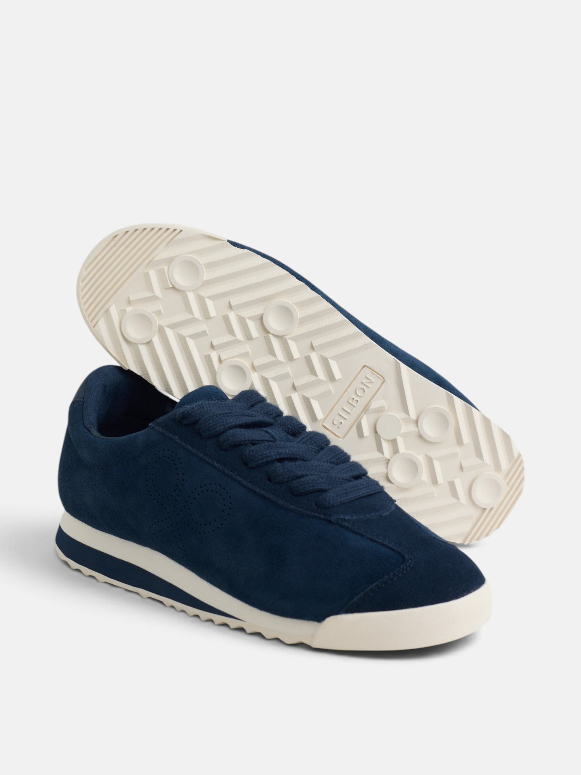 Zapatilla serraje logo perforado azul marino