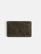 Green suede wallet with geometric lines