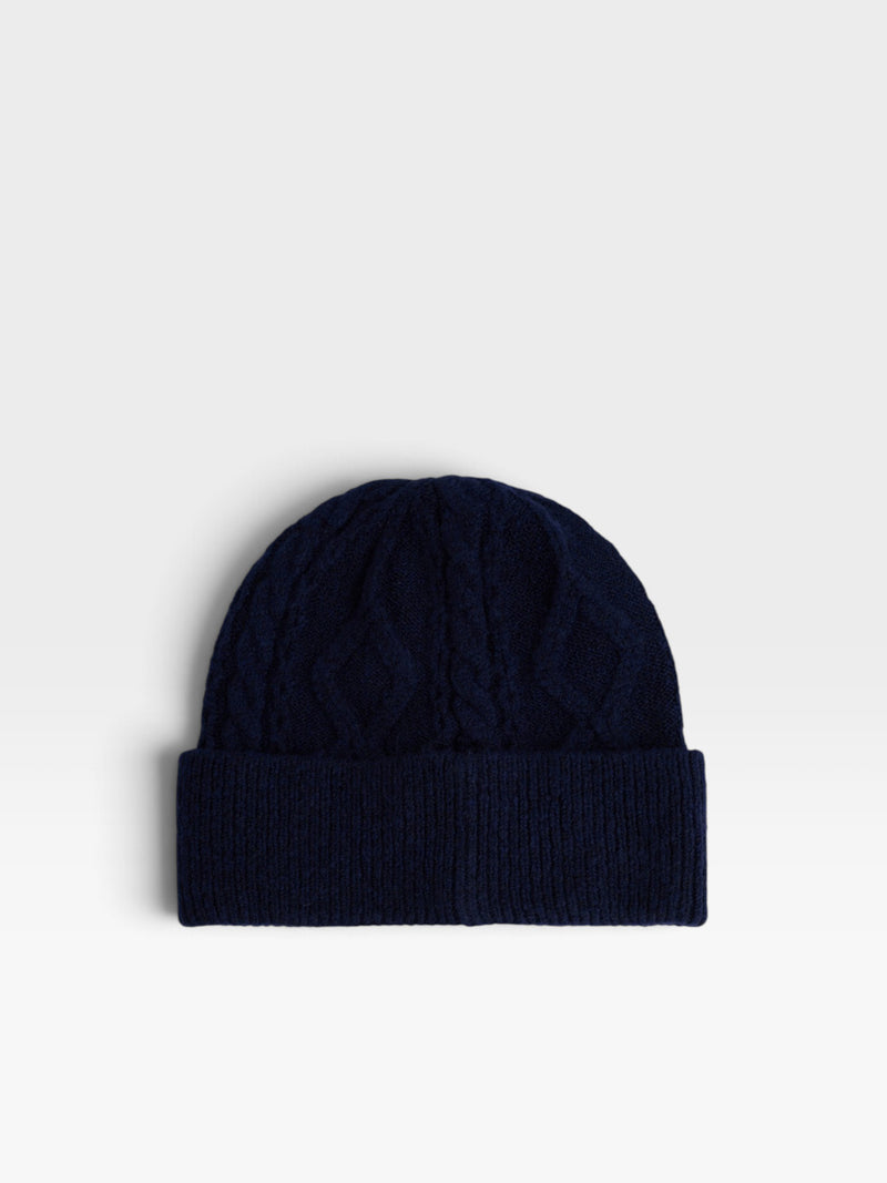 Gorro motivo trenzado azul marino