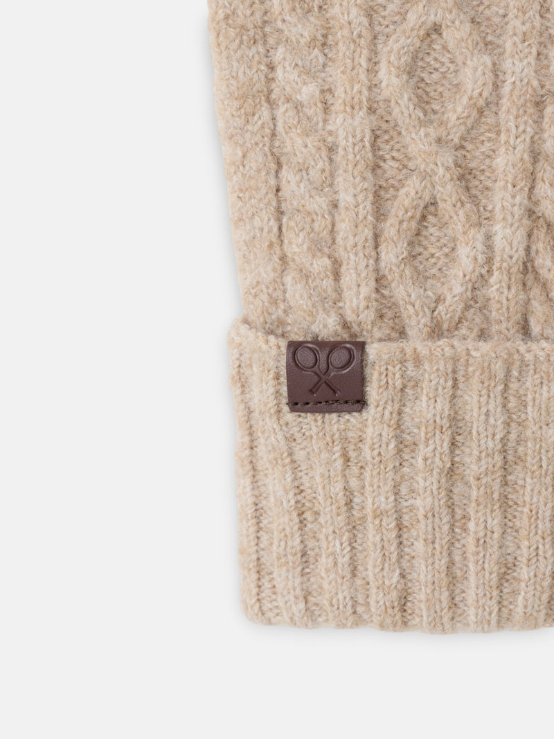 Guantes motivo trenzado beige