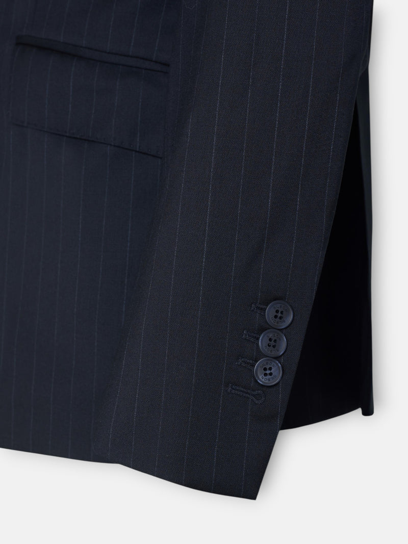 Americana traje cruzado raya diplomatica azul marino