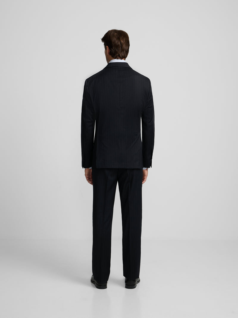 Americana traje cruzado raya diplomatica azul marino