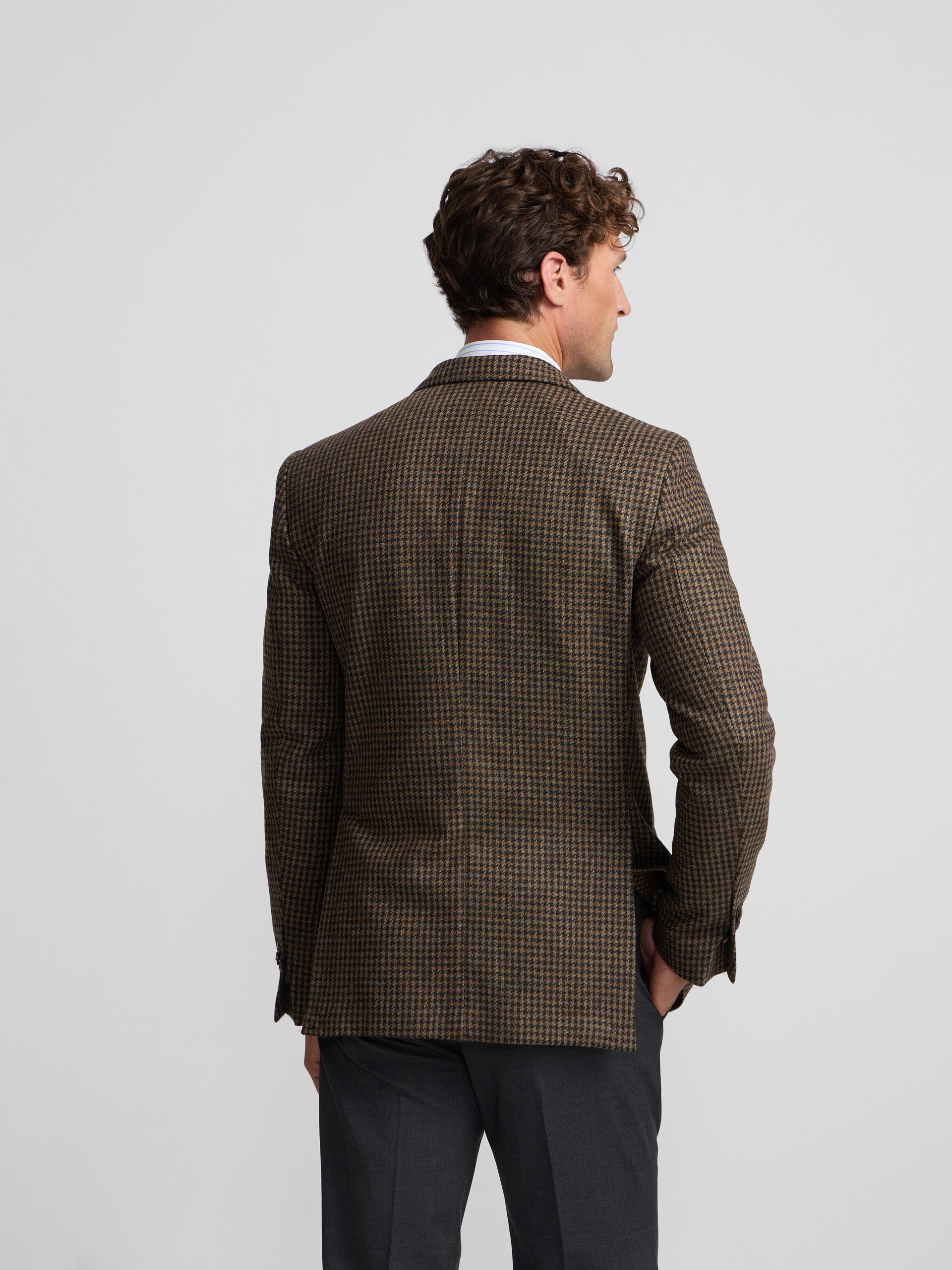 Green houndstooth blazer