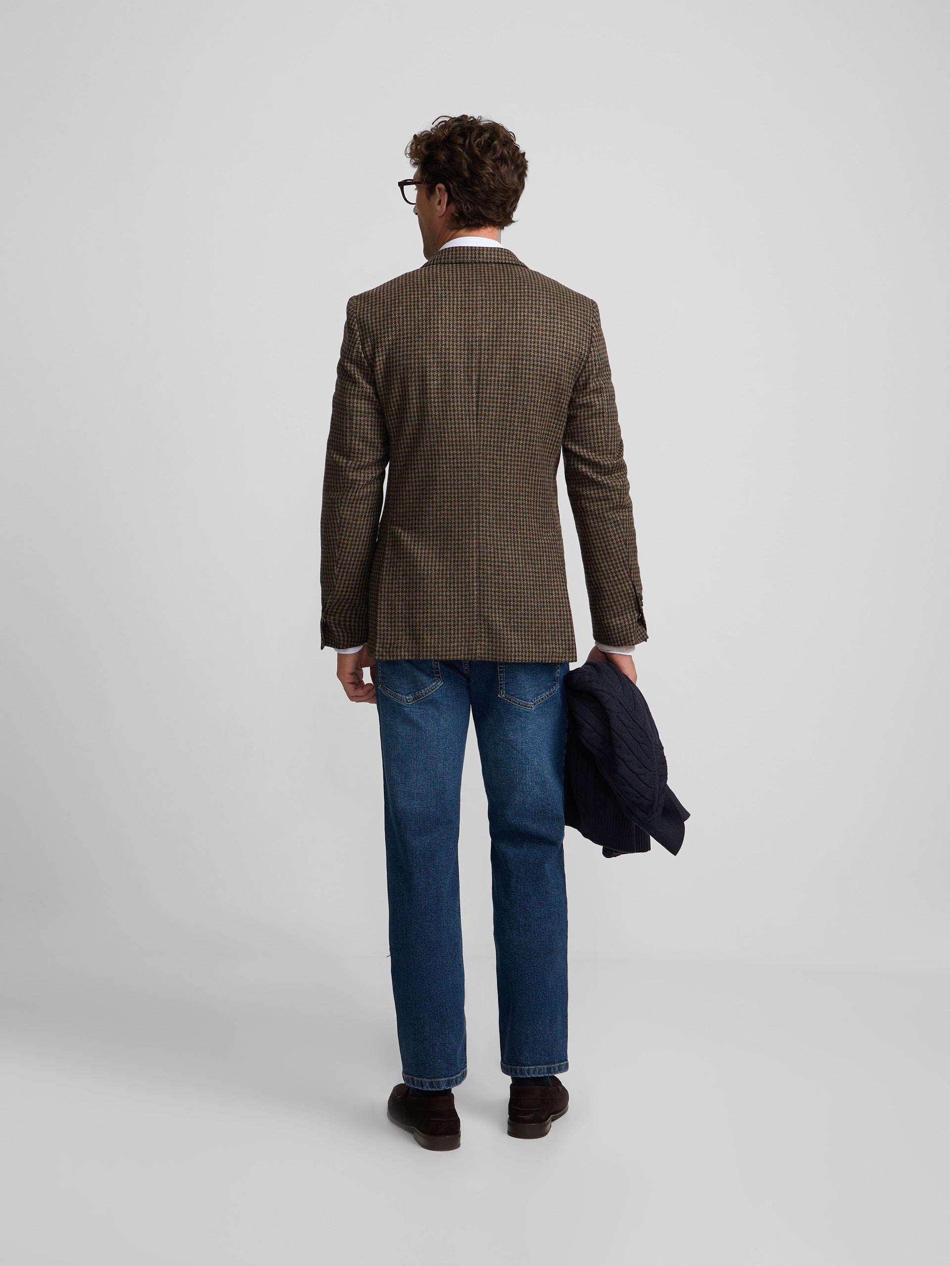 Green houndstooth blazer