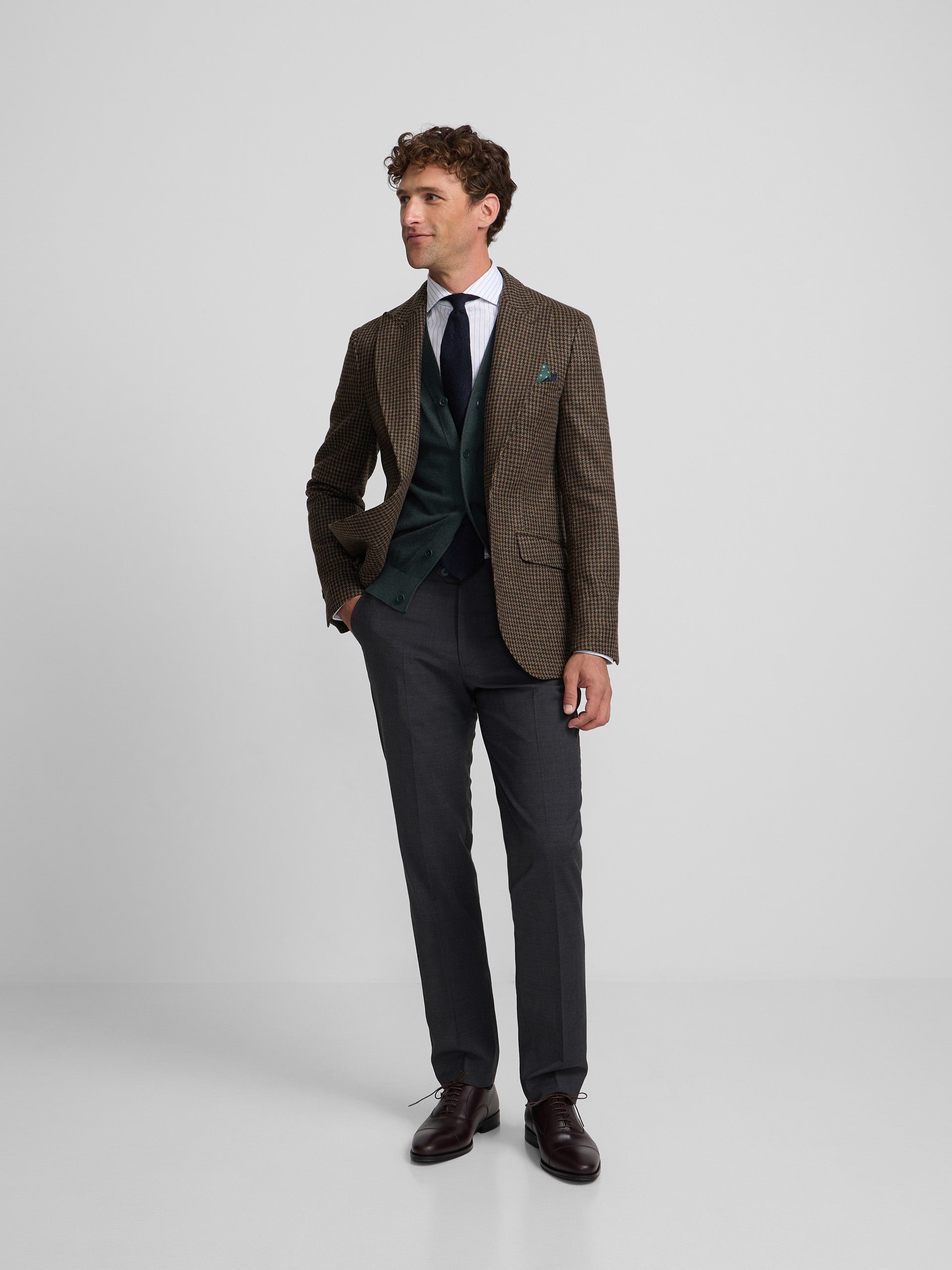 Green houndstooth blazer