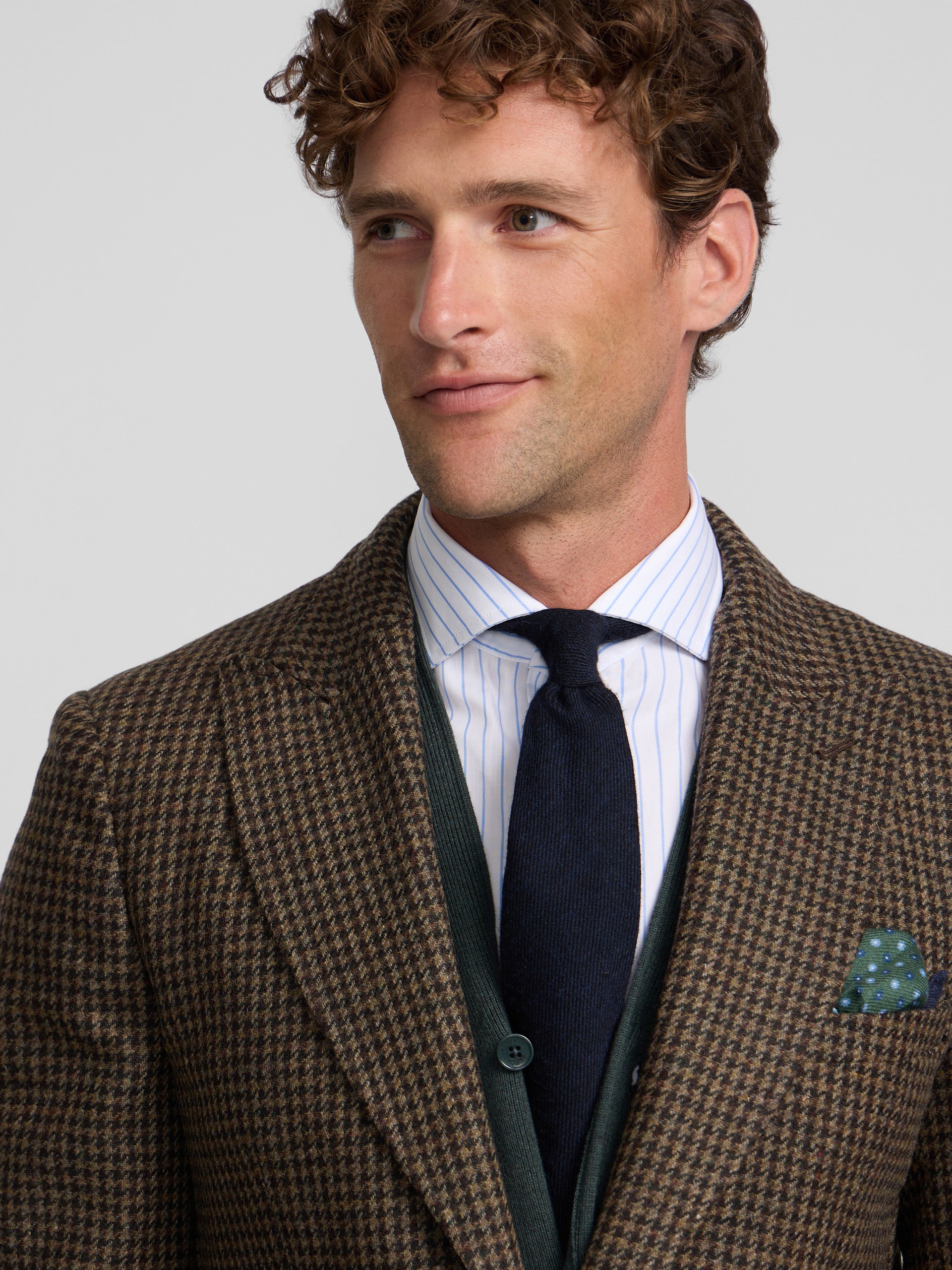 Green houndstooth blazer