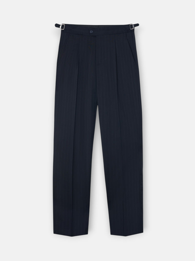 Pantalon traje cruzado raya diplomatica azul marino