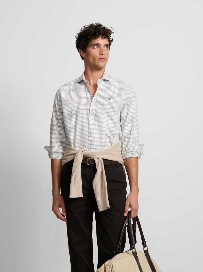 Brown pleated chino sport trousers