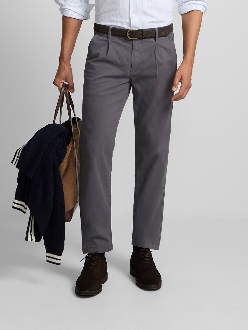 Pantalon chino sport à pinces gris anthracite