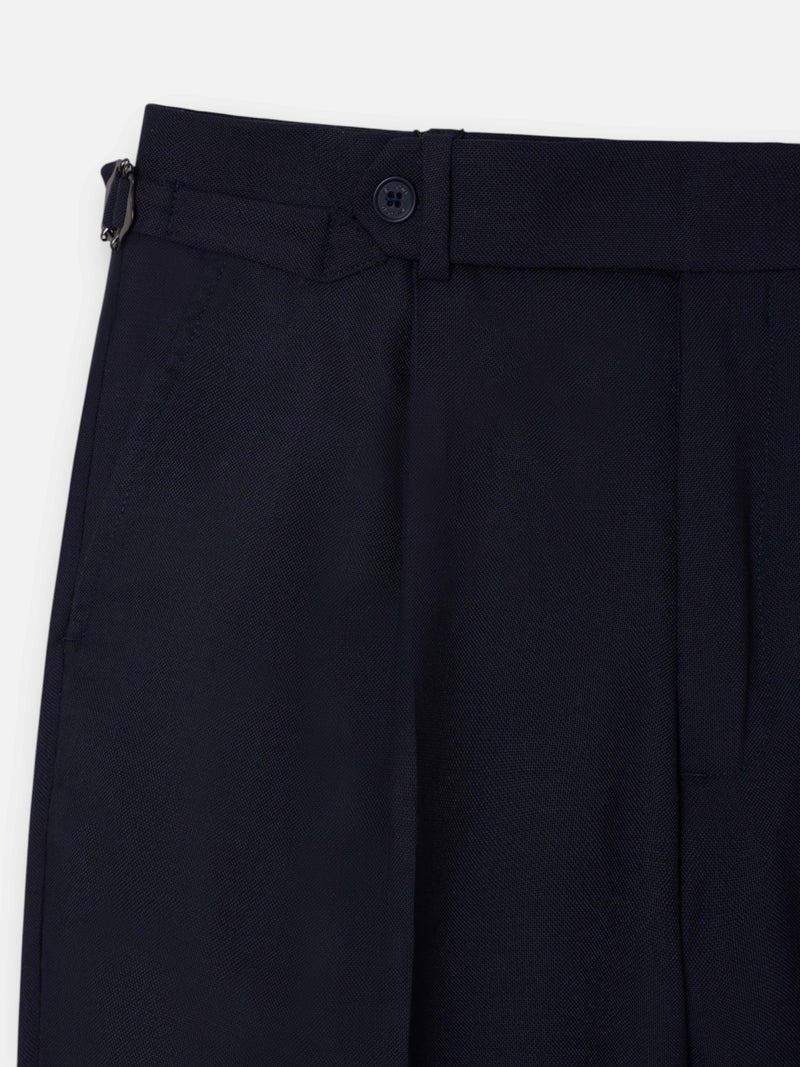 Navy blue pleated dress trousers