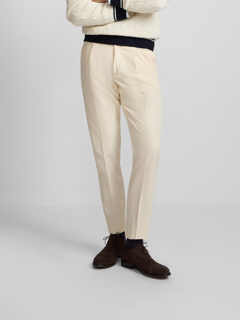 Pantalon habillé à pinces prolongées beige clair