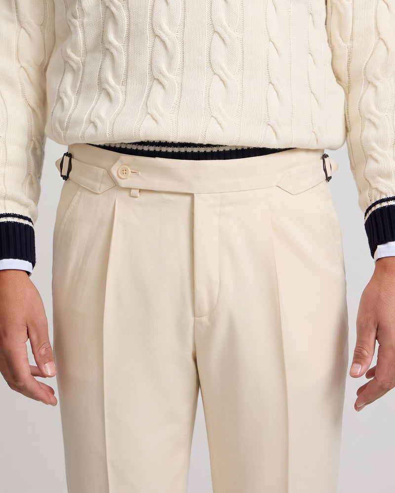 Pantalon habillé à pinces prolongées beige clair