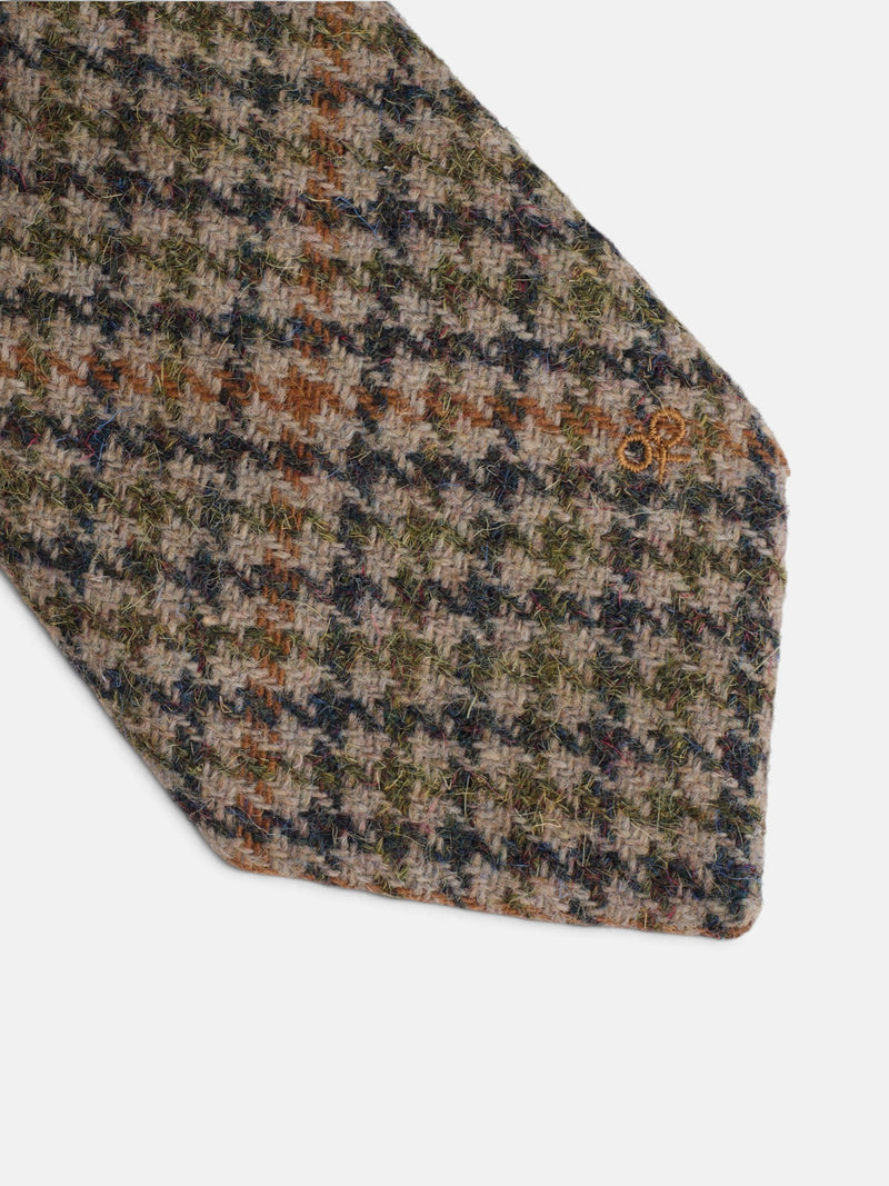 Cravate pied-de-poule beige