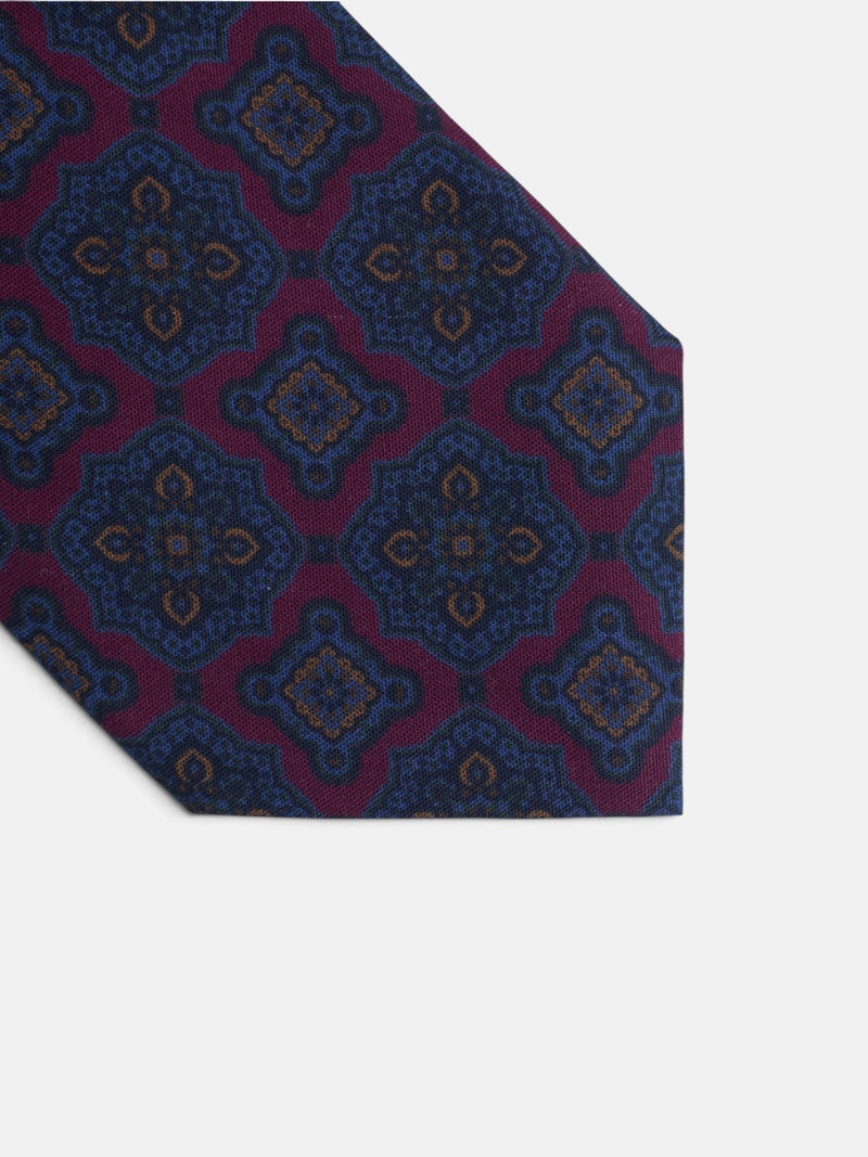 Corbata motivo mosaico burdeos
