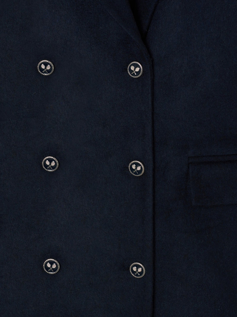 Manteau long croisé bleu marine