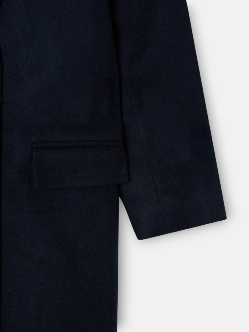 Manteau long croisé bleu marine