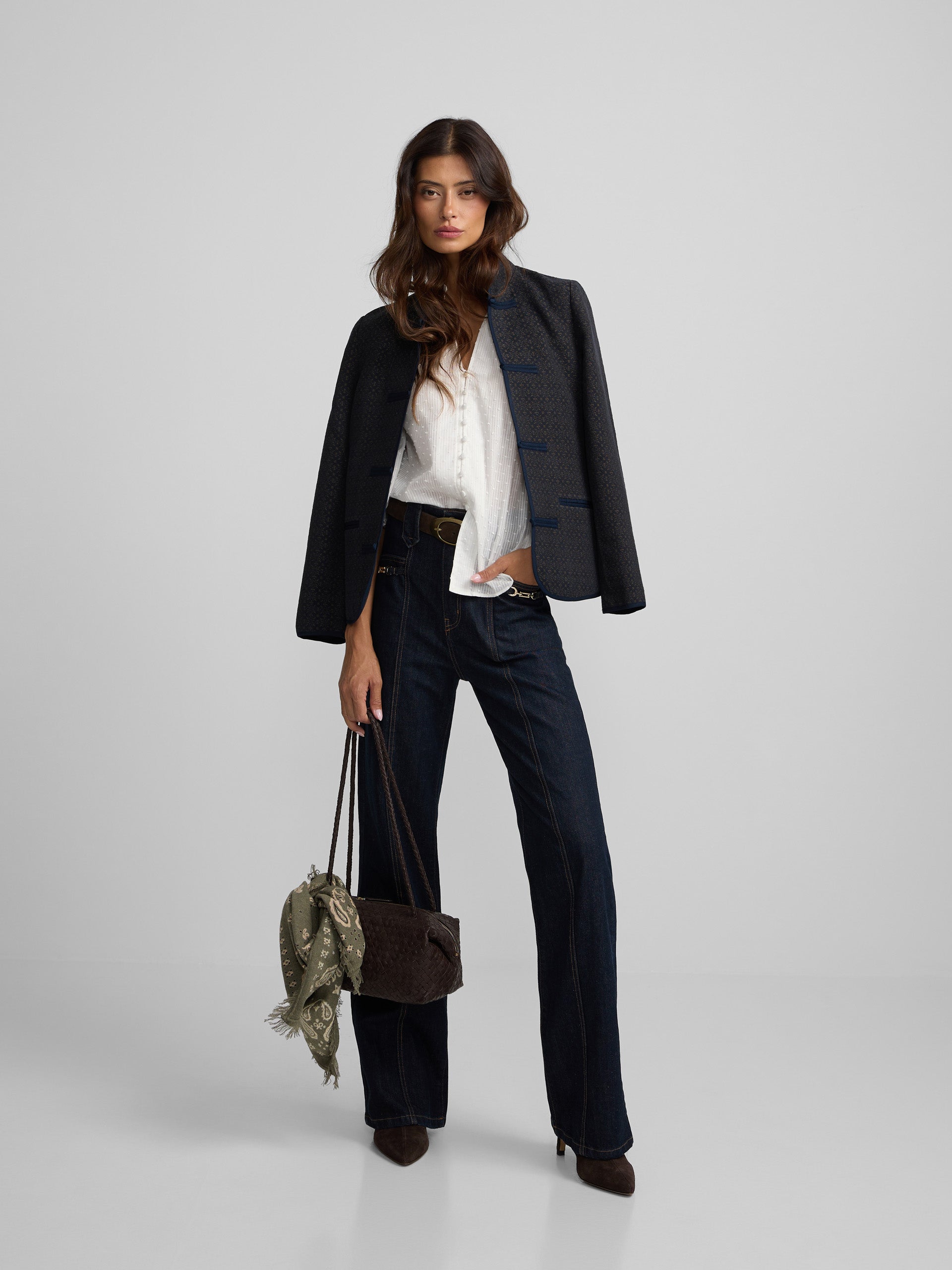 Navy blue jacquard jacket