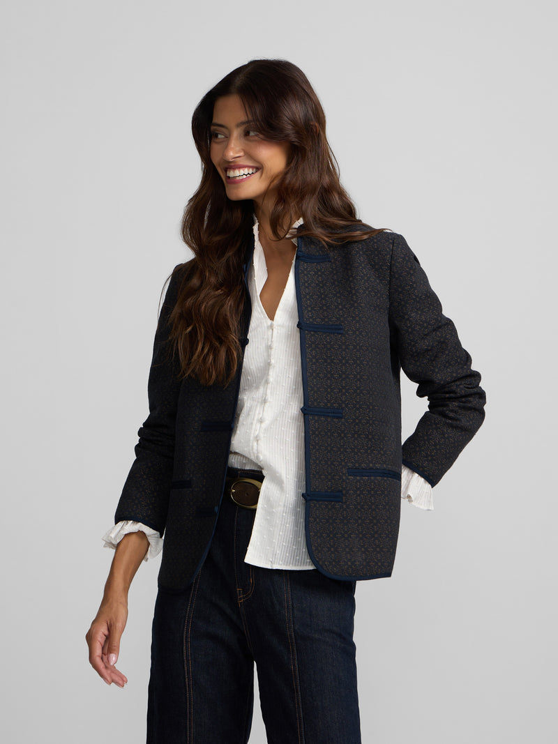 Veste jacquard bleu marine