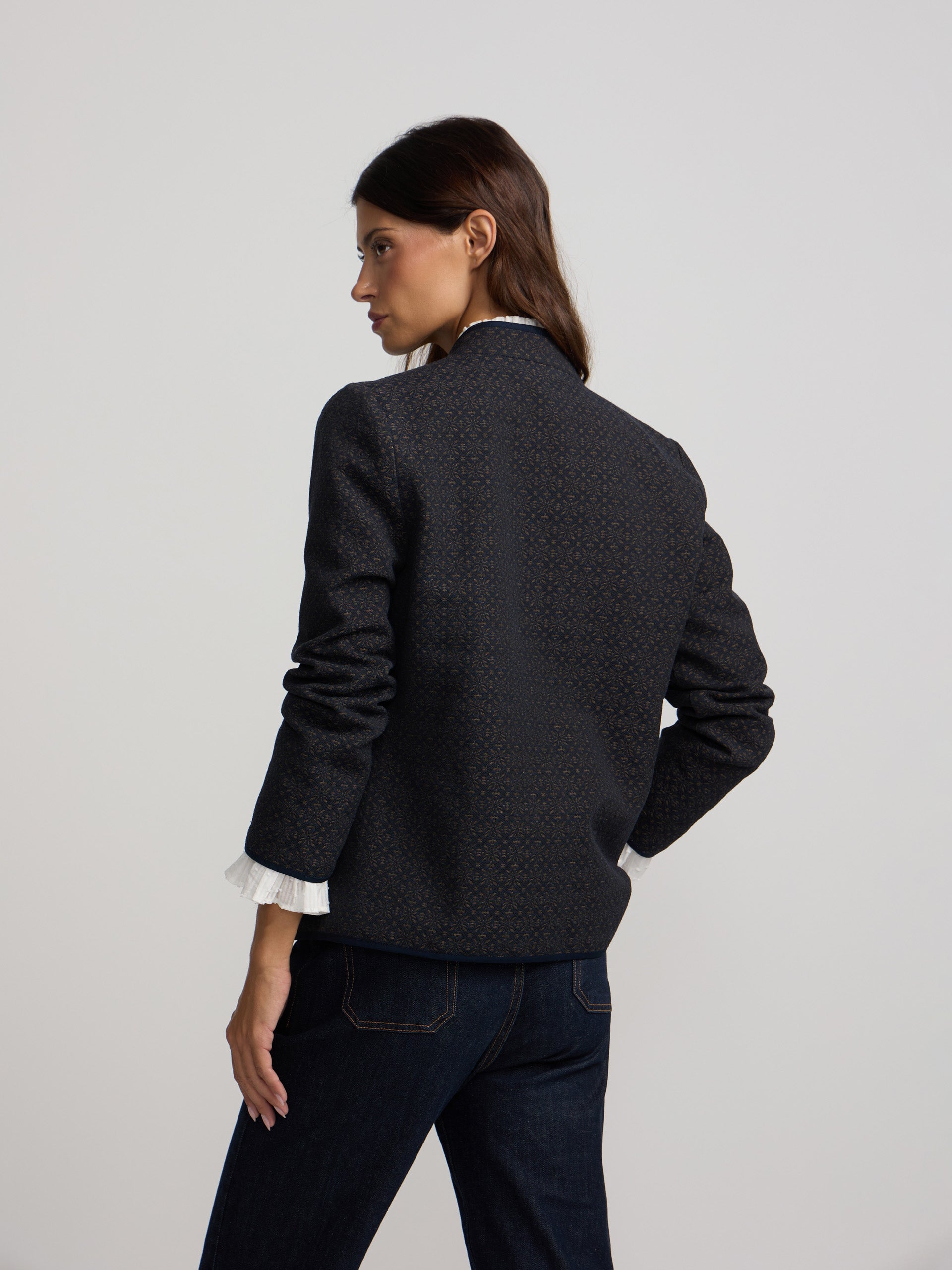 Navy blue jacquard jacket