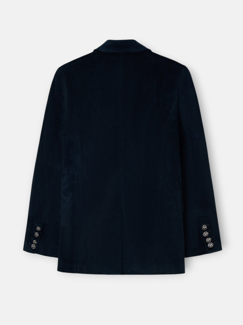 Blazer cruzado de bombazina azul-marinho