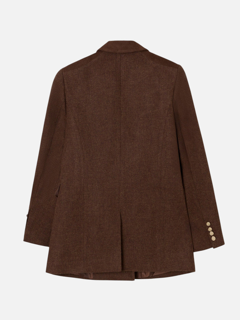 Veste croisée en sergé marron