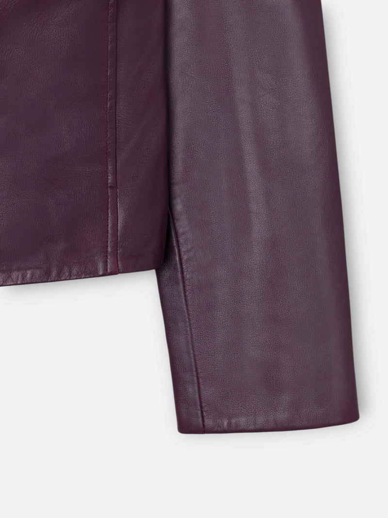 Veste en cuir nappa à boutons bordeaux