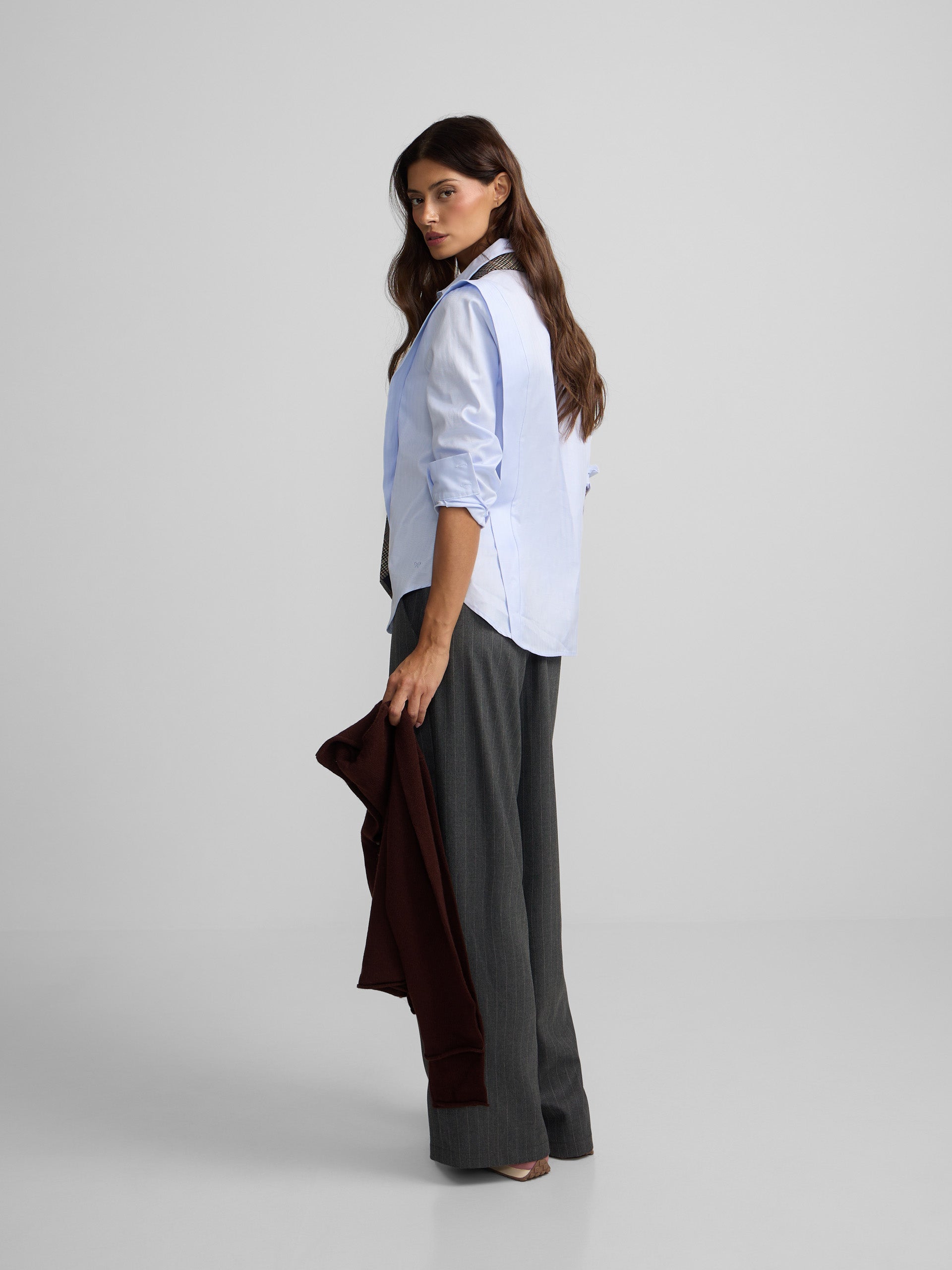 Camisa estructurada espiga celeste