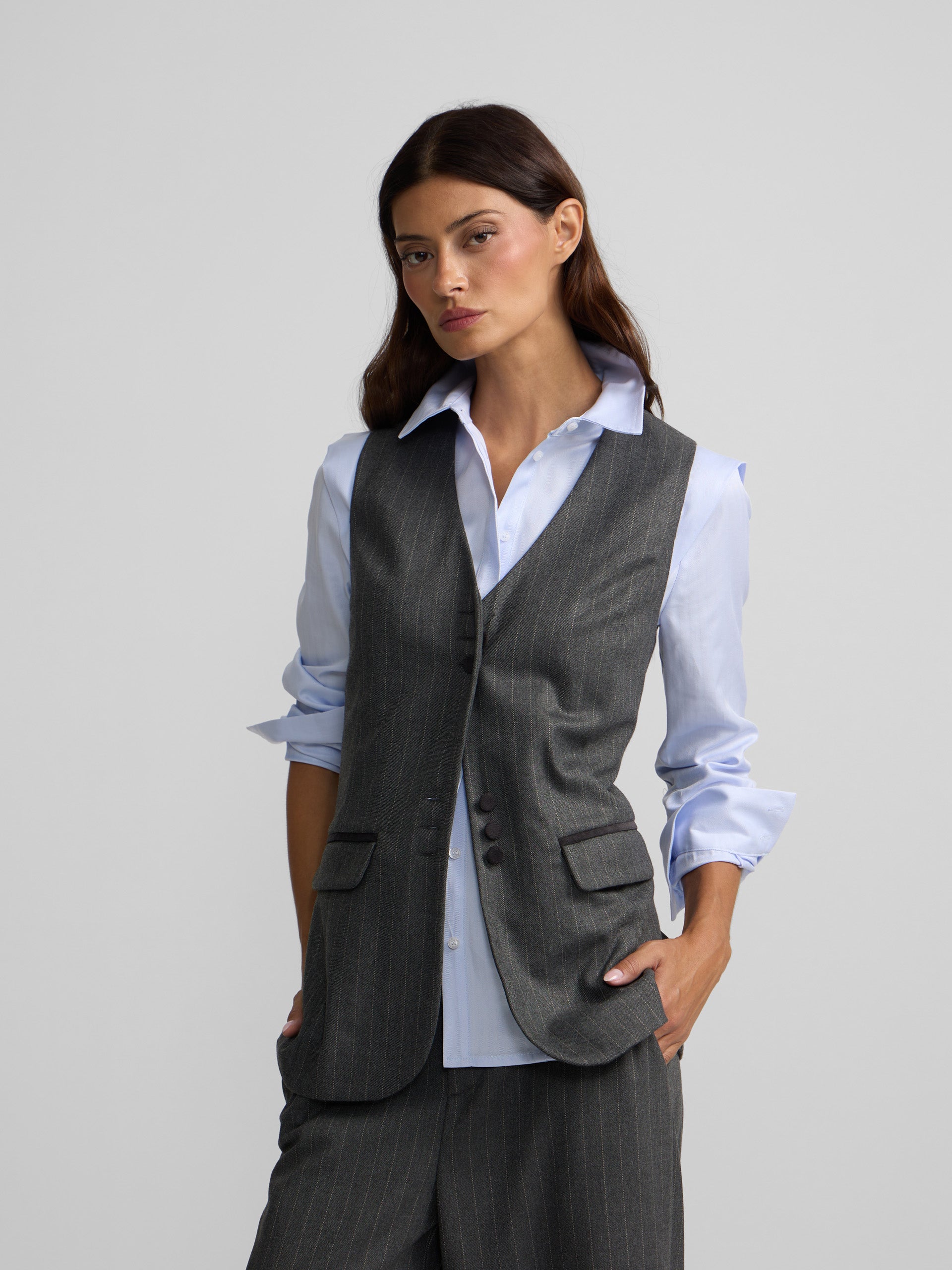 Gray pinstripe vest