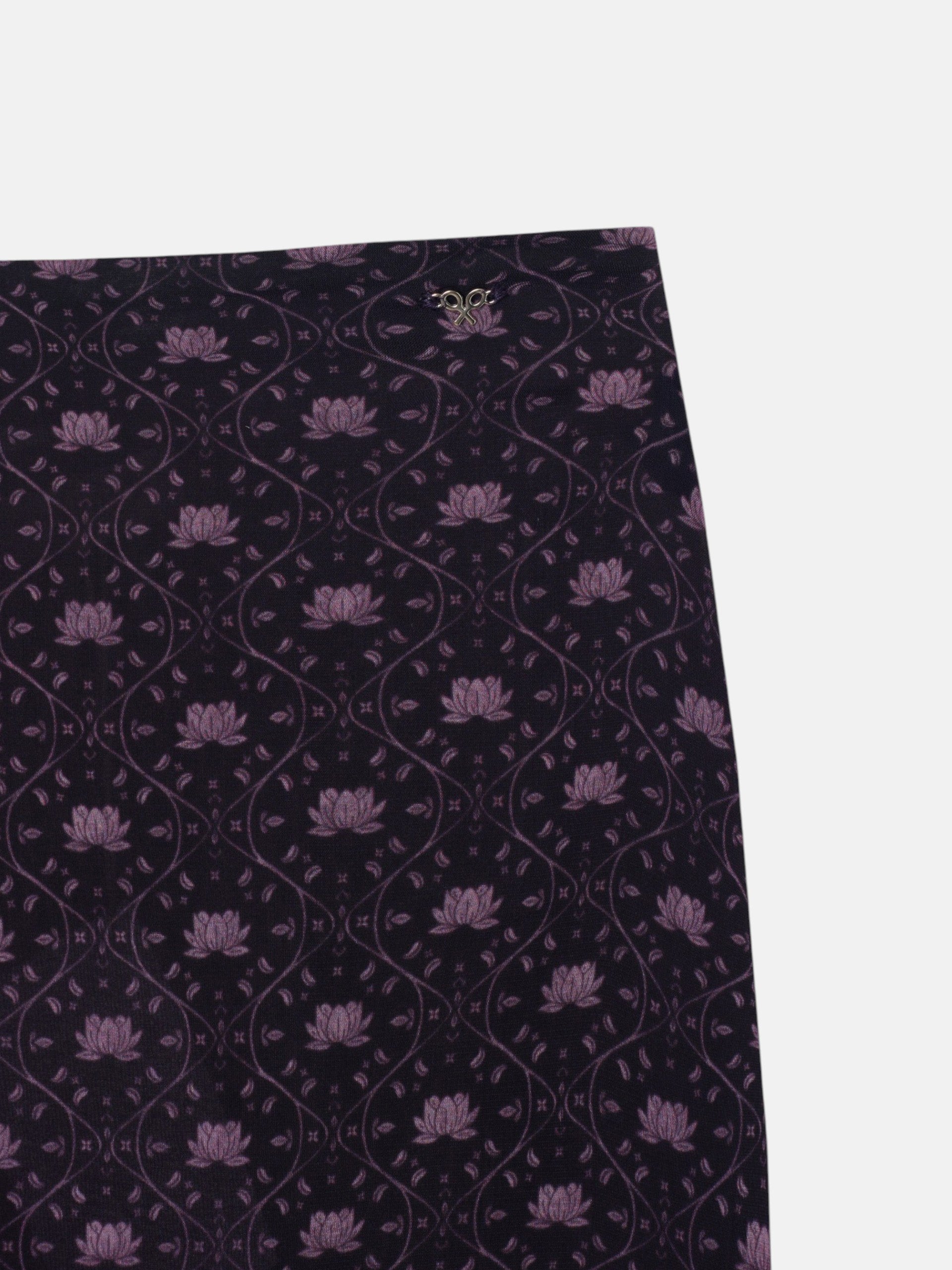 Saia midi com laço estampado roxo