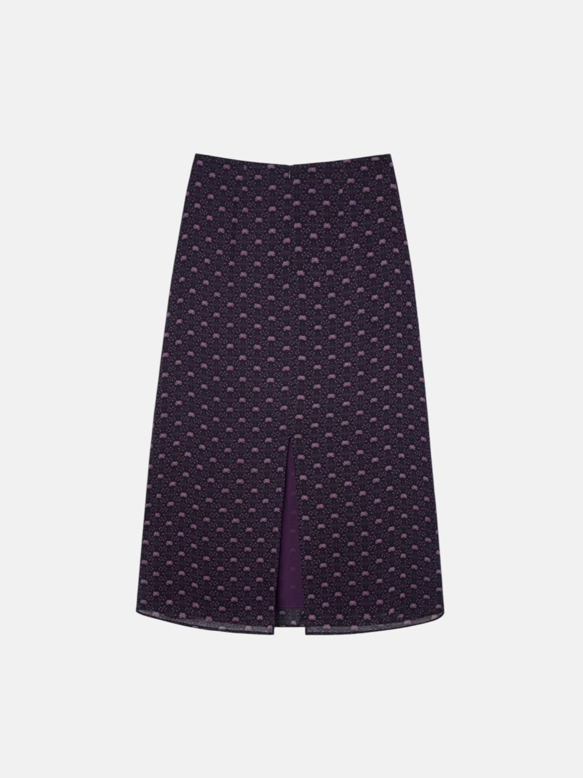 Saia midi com laço estampado roxo