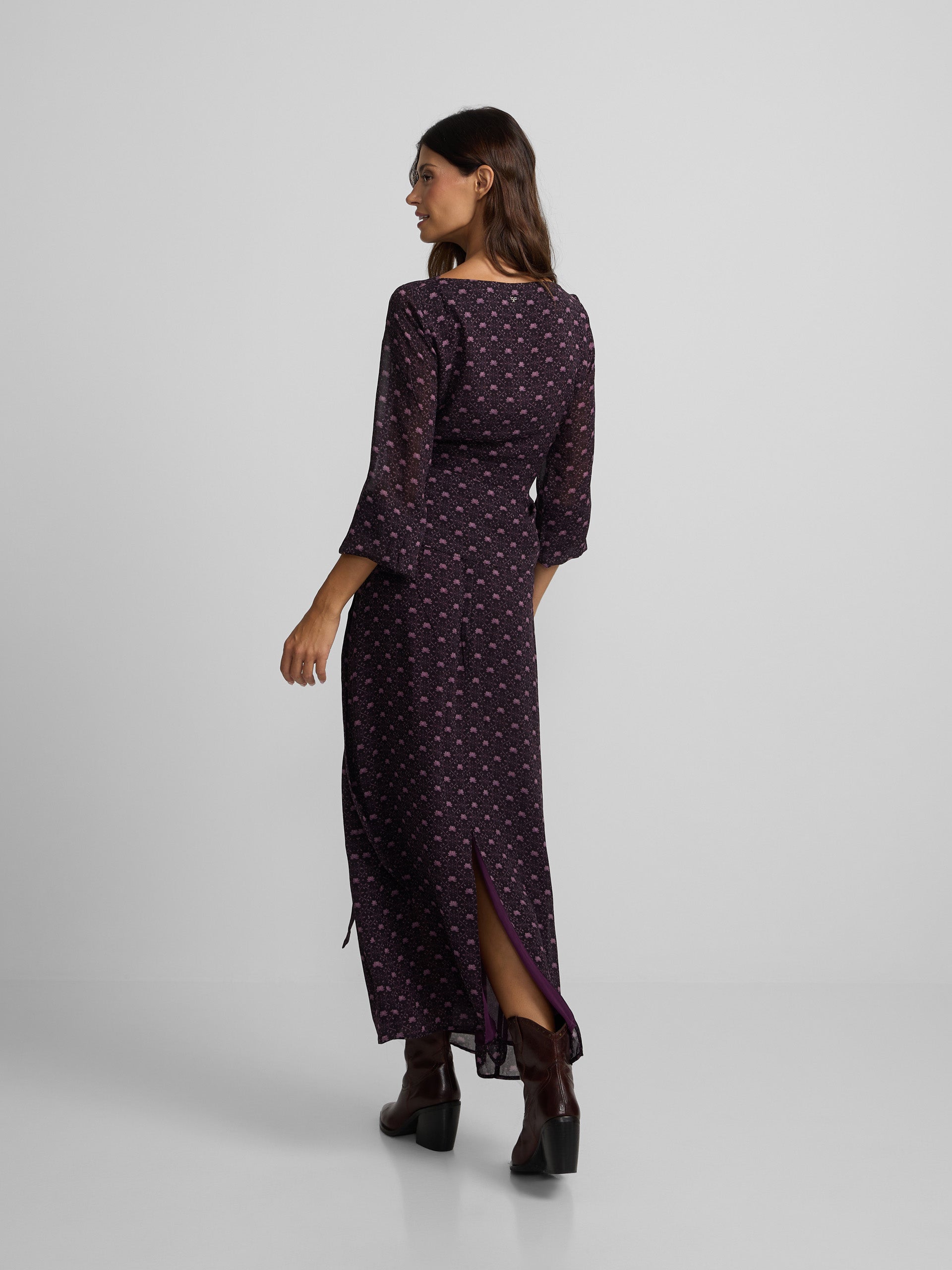 Saia midi com laço estampado roxo