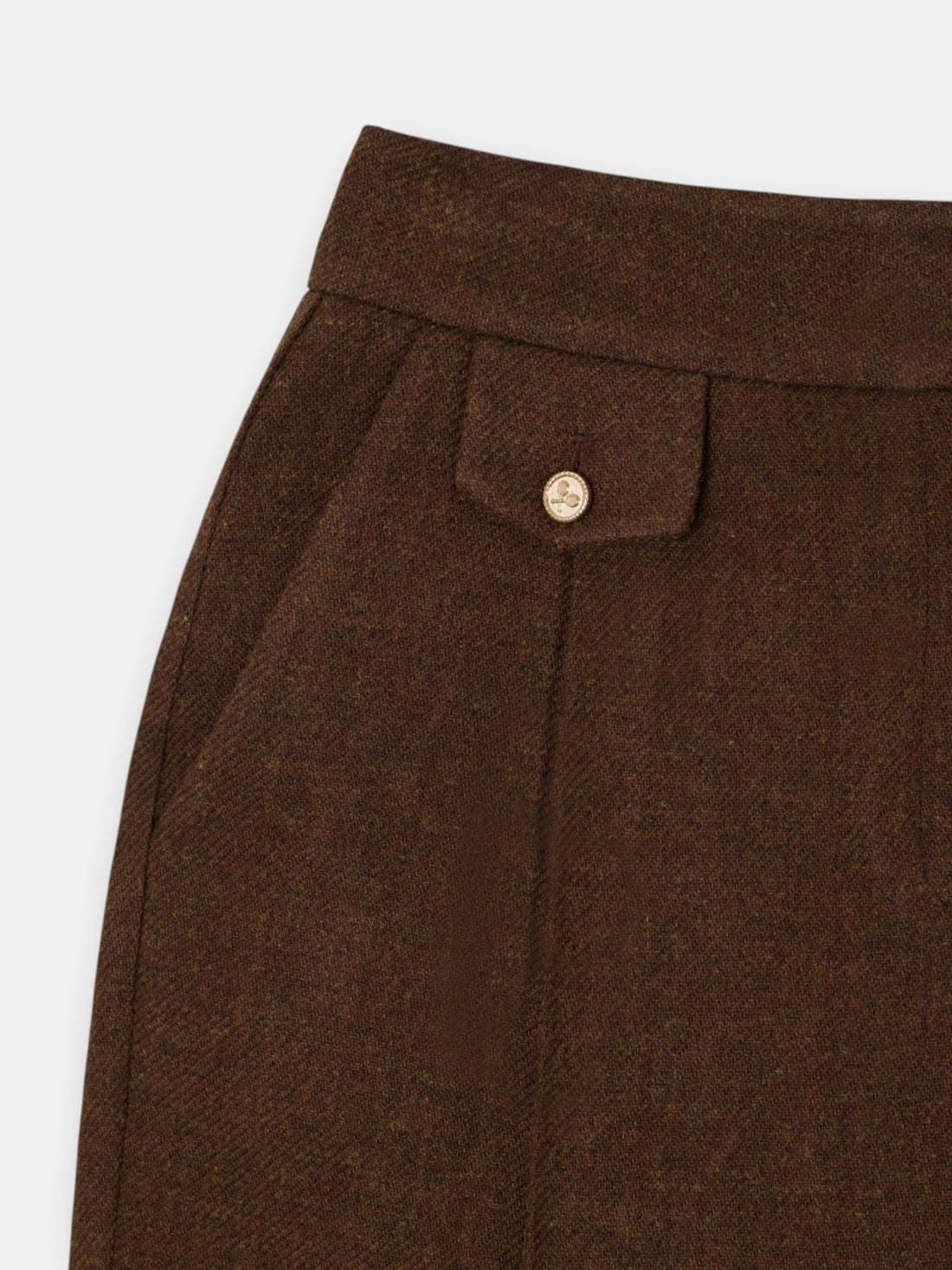 Pantalon droit en sergé marron
