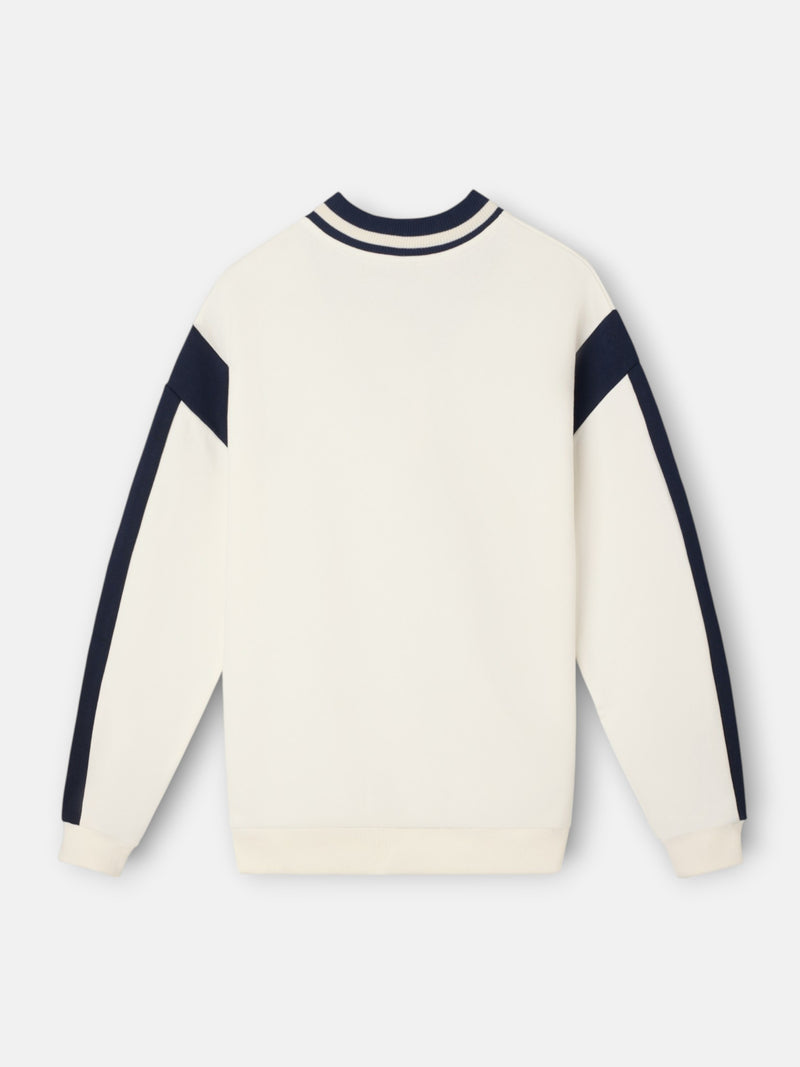 Sweatshirt mulher gola em bico varsity cru