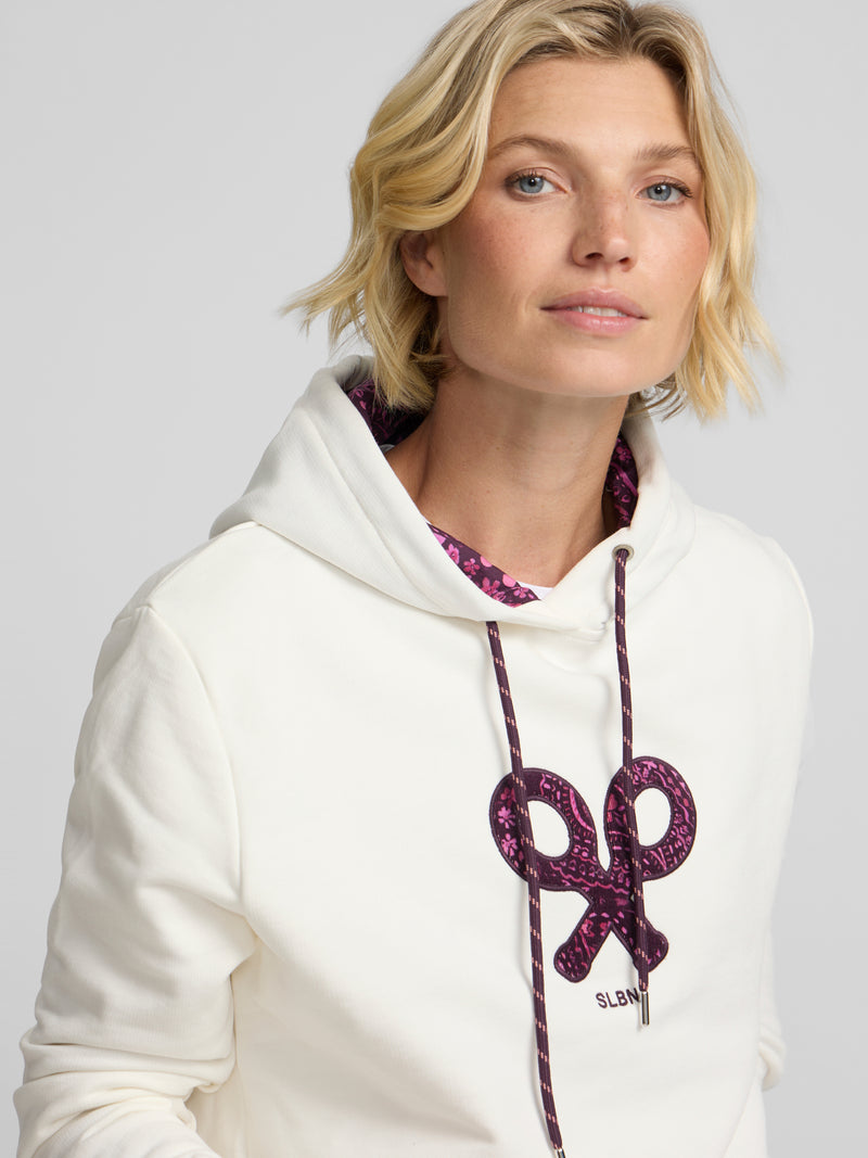 Sweatshirt mulher com capuz raquete estampado cru