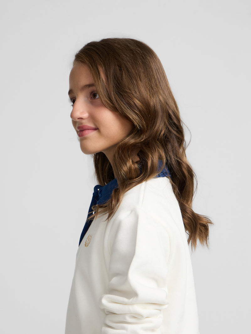 Sudadera girl cuello polo beige