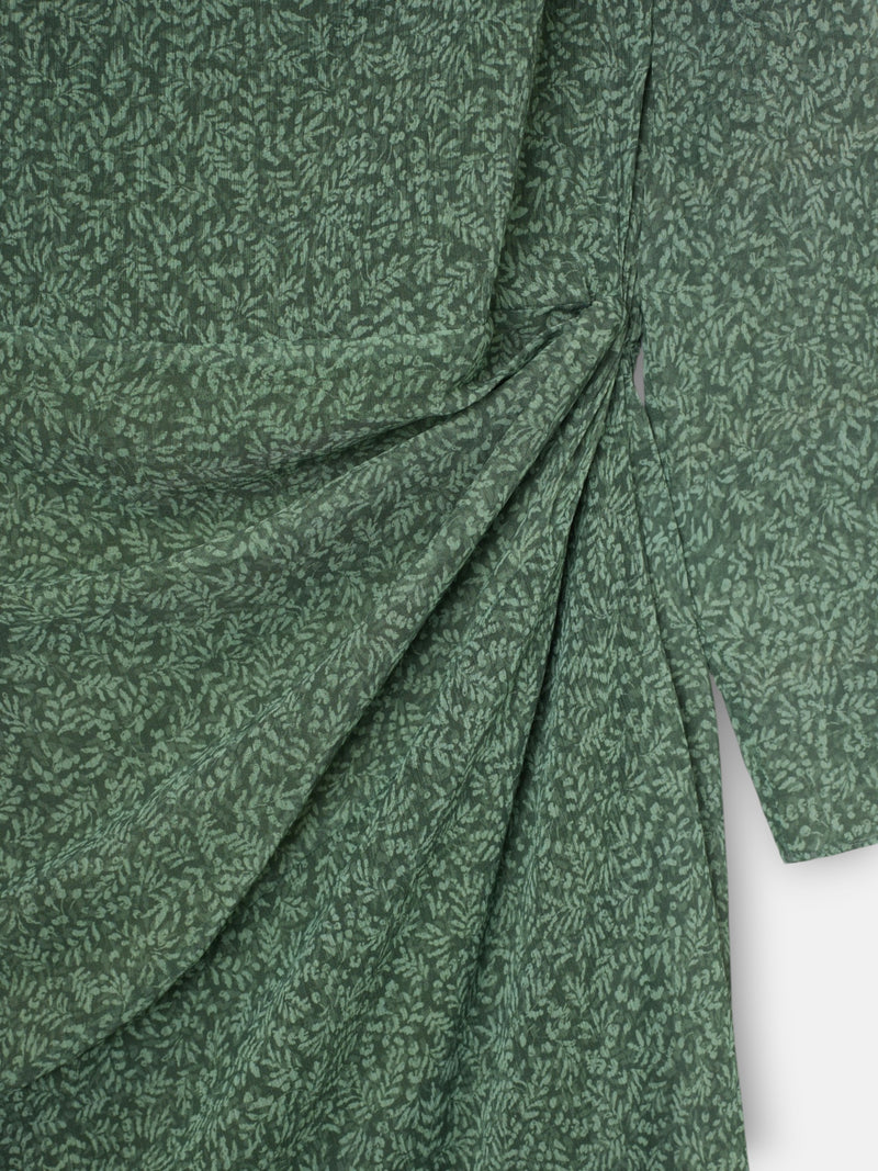 Green leaf print midi dress