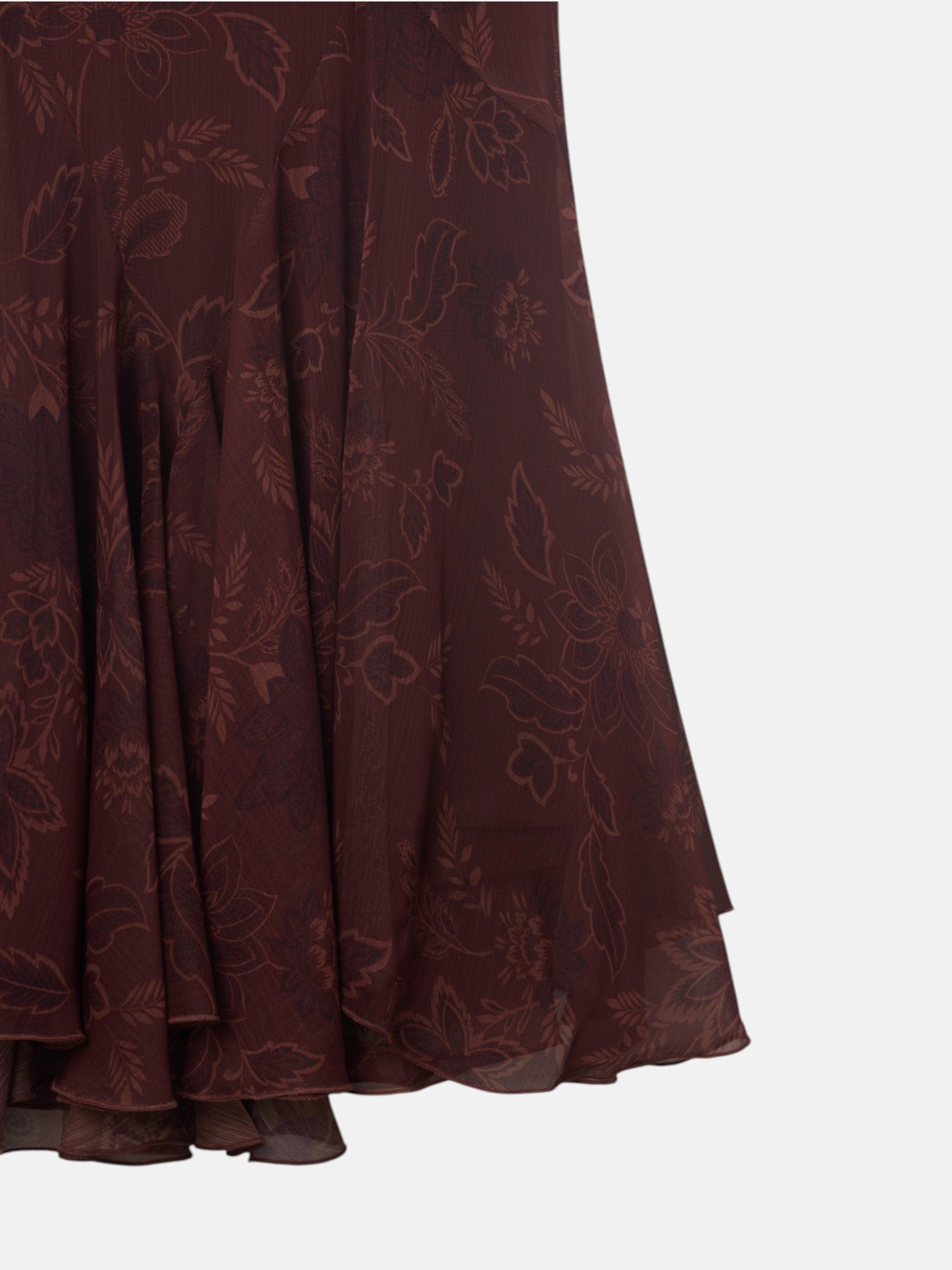 Robe à col halter imprimée marron