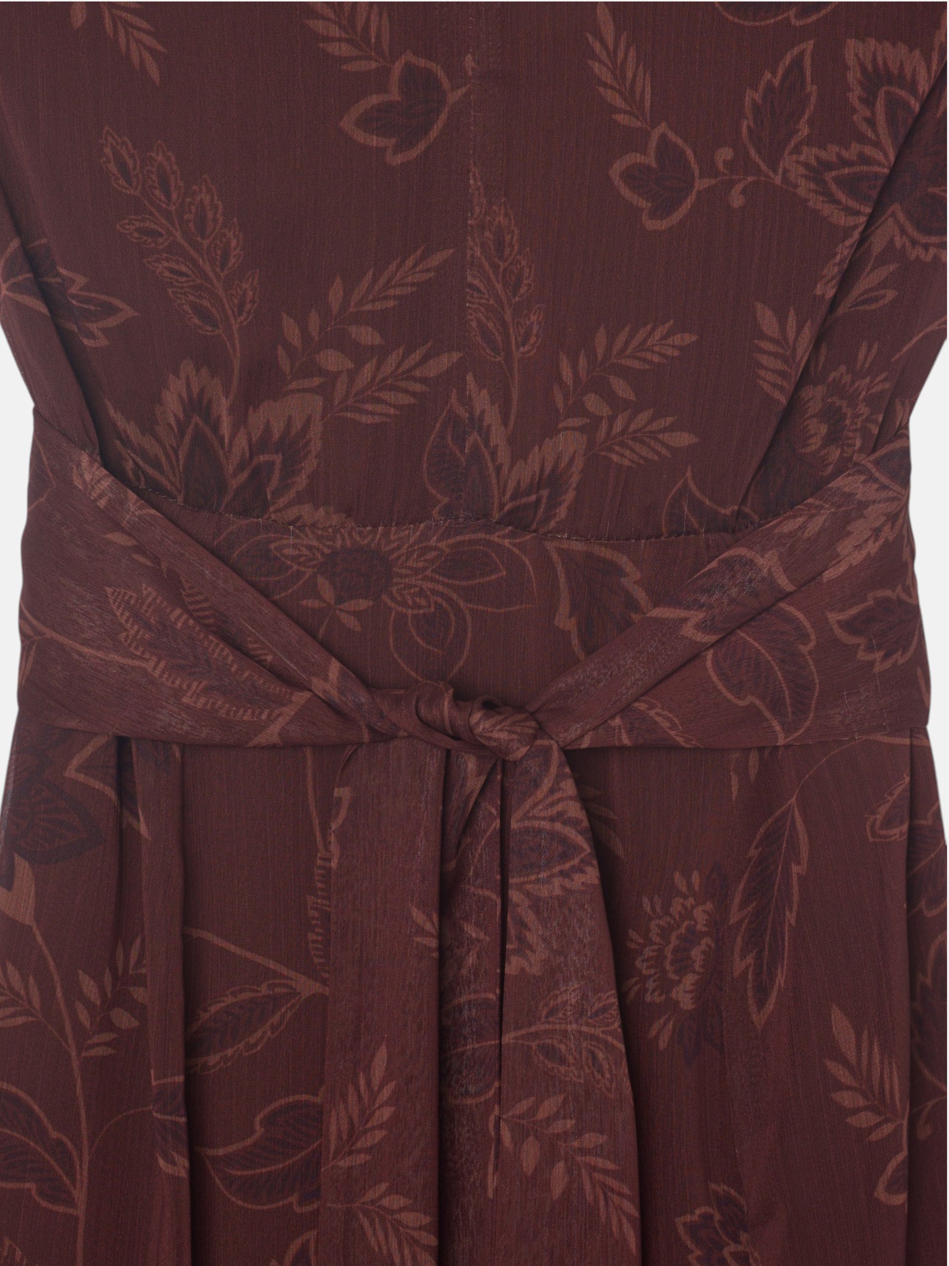 Robe à col halter imprimée marron