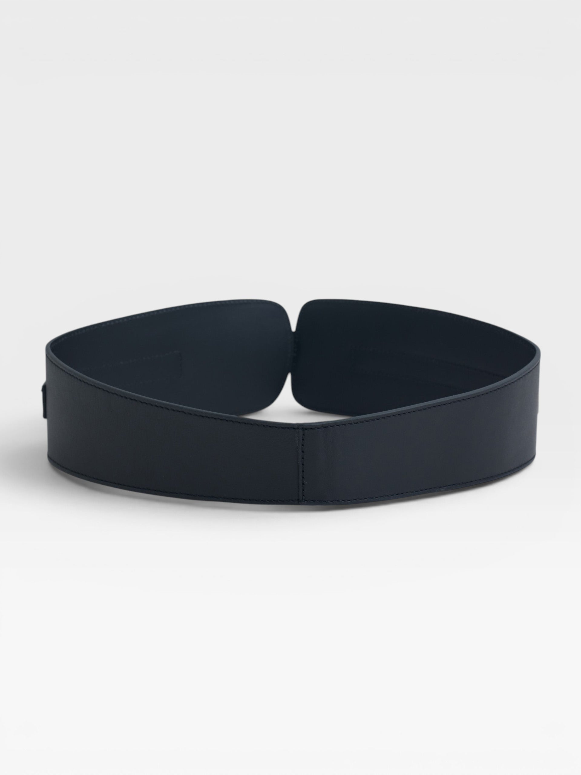 Black leather sash belt