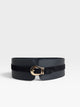 Black leather sash belt